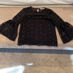 Ellison black lace bell-sleeved shirt size S